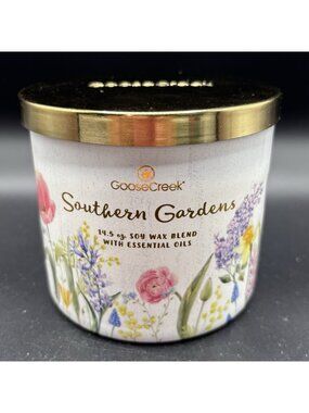 Goose Creek Southern Gardens 3 wick Candle 14.5 oz Jar Violet Hyacinth Lotus Oak